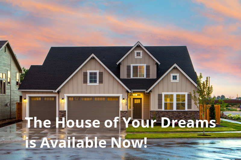 Suburban house with white text over it that is hard to read due to the image